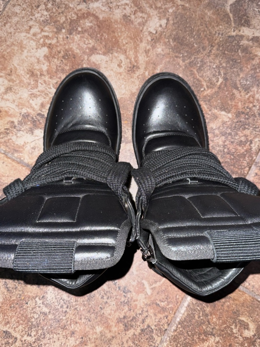 Rick Owens Black High-Top Padded Tongue Lace-Up Boots. RICK Owens size 12. - Picture 2 of 7